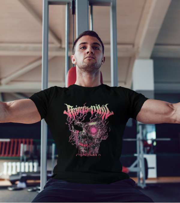 Rivers Of Nihil Skull Art With Pink And Purple Flames T-Shirt