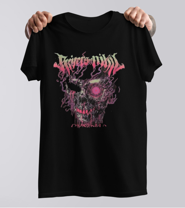 Rivers Of Nihil Skull Art With Pink And Purple Flames T-Shirt