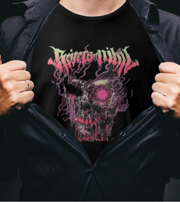 Rivers Of Nihil Skull Art With Pink And Purple Flames T-Shirt