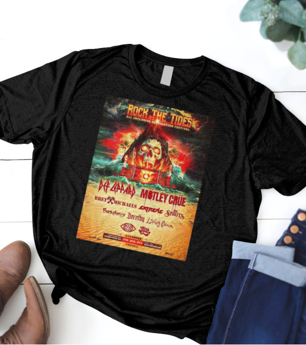 Rock The Tides All Inclusive Destination Festival Riviera Maya 2025 Featuring Def Leppard Motley Crue Bret Michaels Extreme The Struts November 7-9 T-Shirt