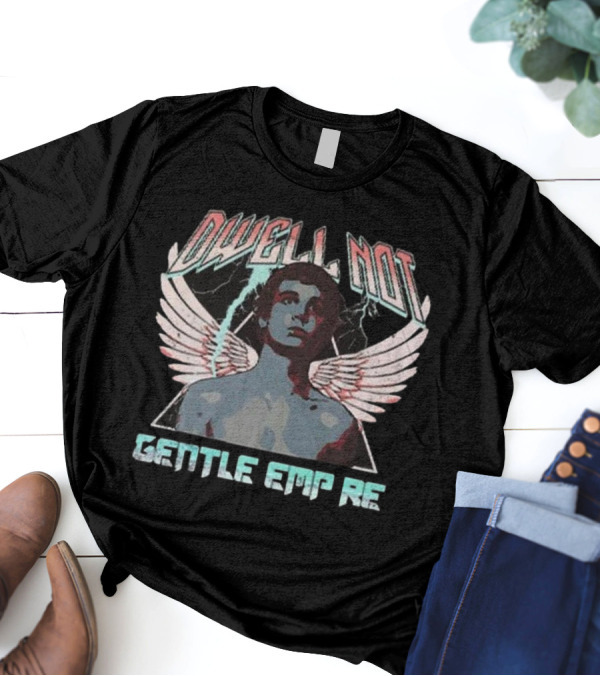 Dwell Not Gentle Empire Winged Figure With Lightning And Triangle Background T-Shirt