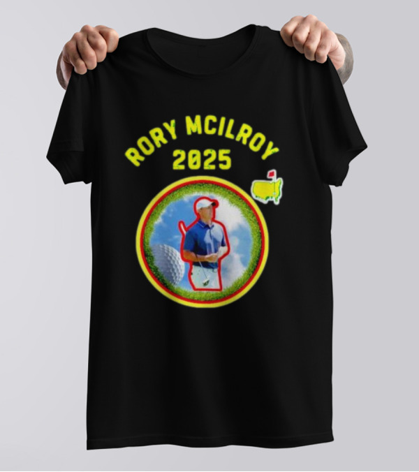 Rory McIlroy 2025 Masters Tournament Vintage Golf Circle Clouds Fairway T-Shirt