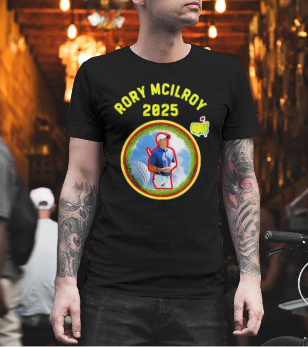 Rory McIlroy 2025 Masters Tournament Vintage Golf Circle Clouds Fairway T-Shirt