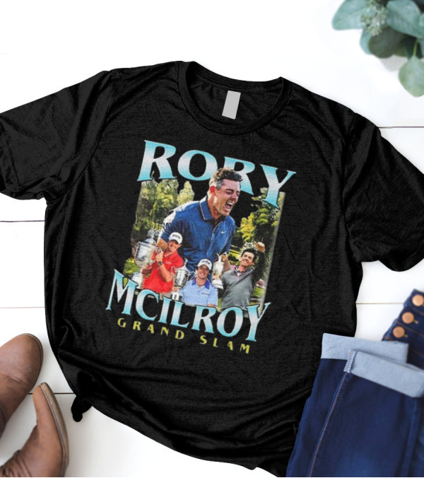 Rory McIlroy Grand Slam Champion Celebration Montage T-Shirt