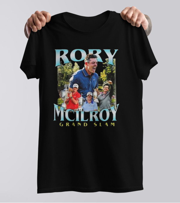 Rory McIlroy Grand Slam Champion Celebration Montage T-Shirt