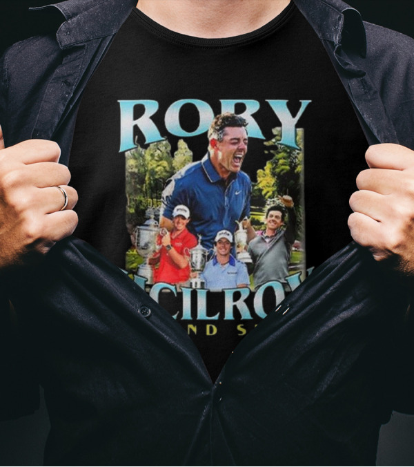 Rory McIlroy Grand Slam Champion Celebration Montage T-Shirt