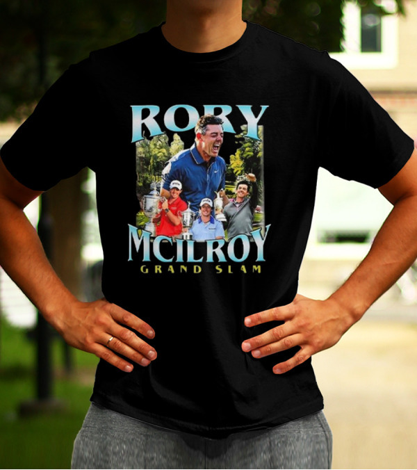 Rory McIlroy Grand Slam Champion Celebration Montage T-Shirt