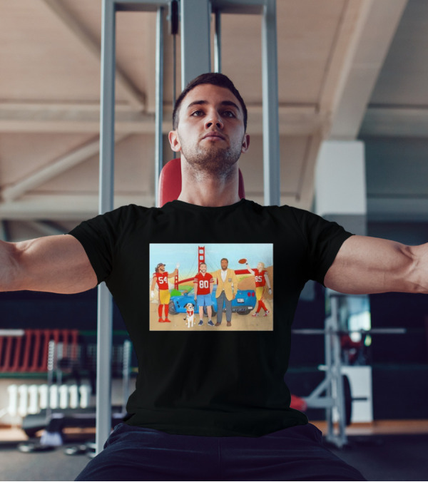 San Francisco 49ers Players With Golden Gate Bridge Football Scene T-Shirt