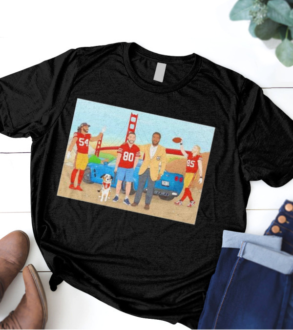 San Francisco 49ers Players With Golden Gate Bridge Football Scene T-Shirt