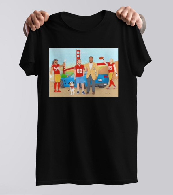 San Francisco 49ers Players With Golden Gate Bridge Football Scene T-Shirt