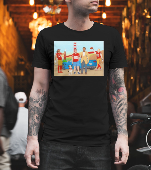 San Francisco 49ers Players With Golden Gate Bridge Football Scene T-Shirt
