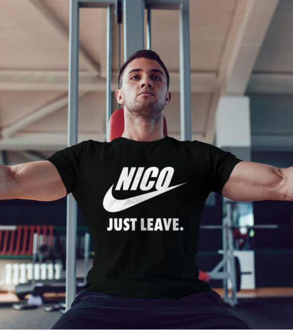 Nico Just Leave Swoosh Parody T-Shirt