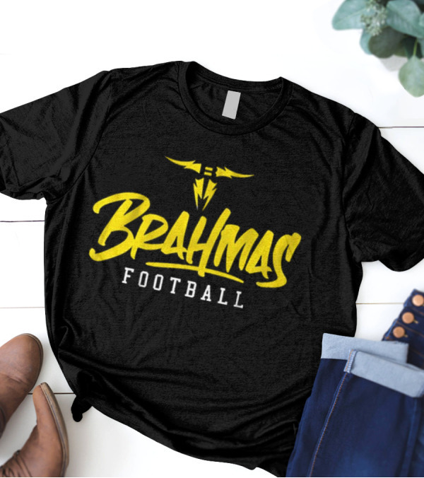 Brahmas Football San Antonio Stylized Text T-Shirt