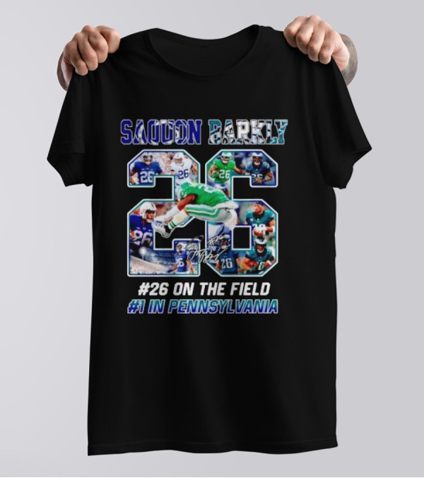 Saquon Barkley 26 On The Field 1 In Pennsylvania Sports Tribute T-Shirt