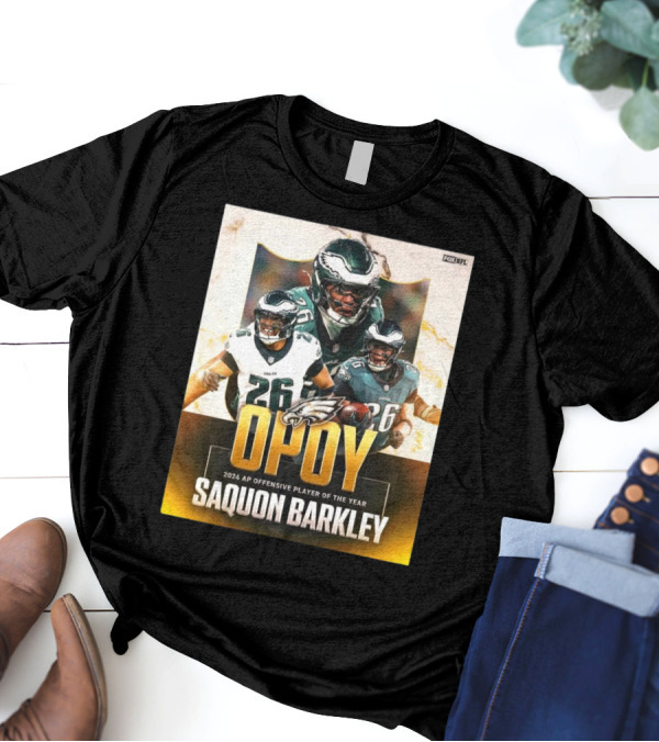 Philadelphia Eagles Saquon Barkley AP OPOY 2024 Offensive Player Of The Year NFL على FOX T-Shirt
