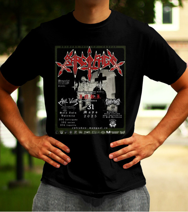 Sarcofago España 2025 Valencia Concierto Evento De Metal D.R.I. May 31 Sala Zulu T-Shirt