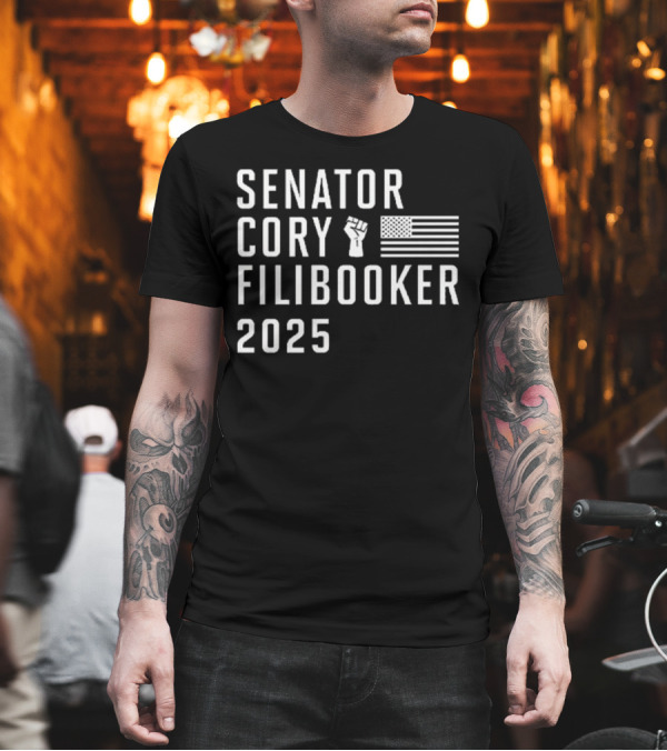Senator Cory Filibooker 2025 Fist Flag T-Shirt