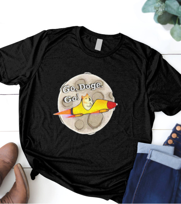 Go Doge Go Rocket Shiba Inu Moon Adventure T-Shirt