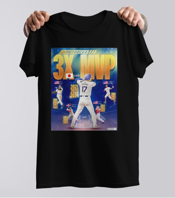 3X MVP Shohei Ohtani 2021 2023 2024 Los Angeles Dodgers Baseball T-Shirt