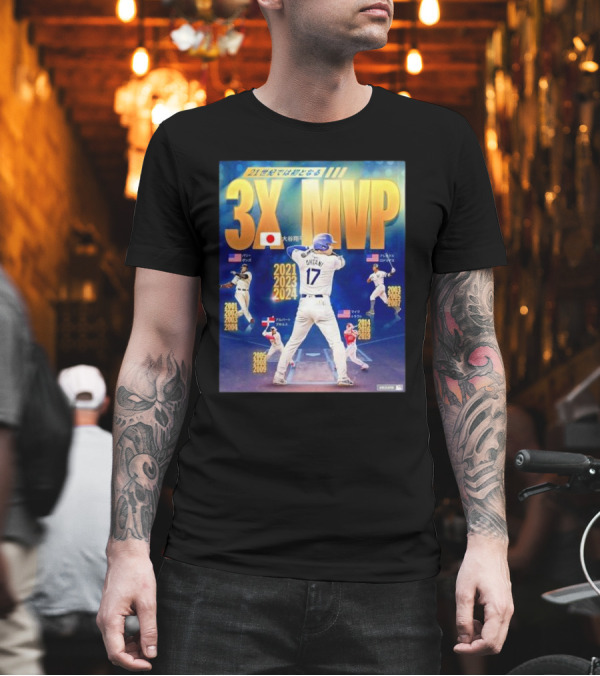 3X MVP Shohei Ohtani 2021 2023 2024 Los Angeles Dodgers Baseball T-Shirt