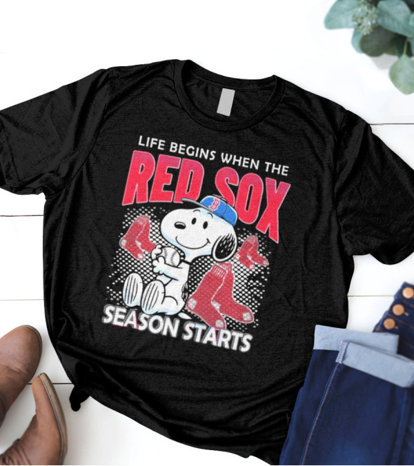 Snoopy Life Begins When The Red Sox Season Starts T-Shirt