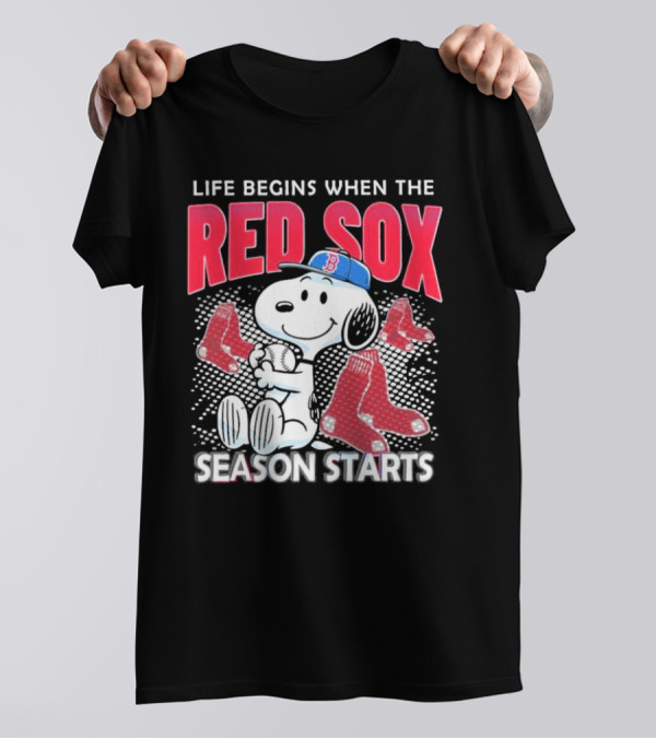 Snoopy Life Begins When The Red Sox Season Starts T-Shirt