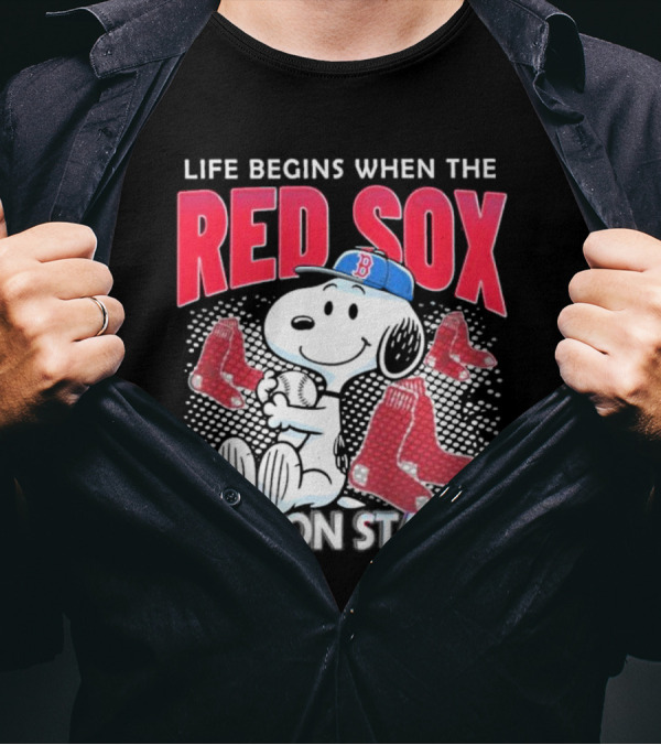Snoopy Life Begins When The Red Sox Season Starts T-Shirt