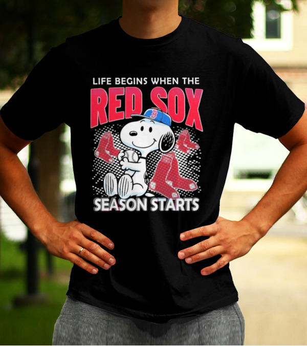 Snoopy Life Begins When The Red Sox Season Starts T-Shirt