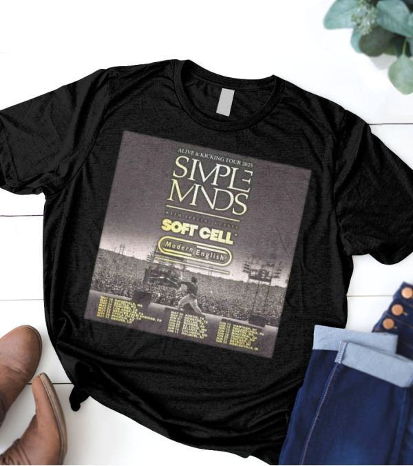 Alive And Kicking Tour 2025 Simple Minds Soft Cell Modern English North America T-Shirt