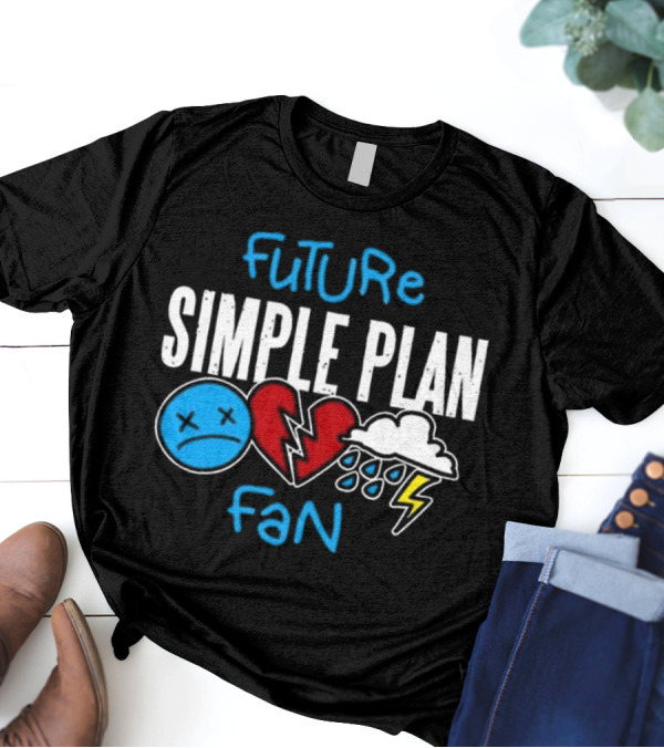 Future Simple Plan Fan With Emojis Of Heart And Lightning Cloud T-Shirt