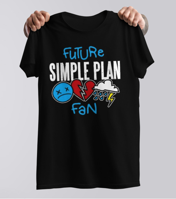 Future Simple Plan Fan With Emojis Of Heart And Lightning Cloud T-Shirt