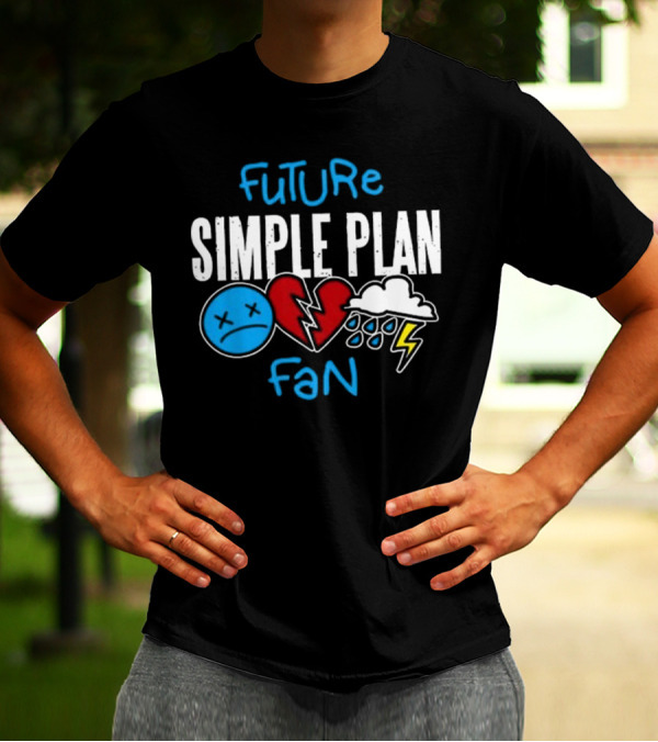 Future Simple Plan Fan With Emojis Of Heart And Lightning Cloud T-Shirt