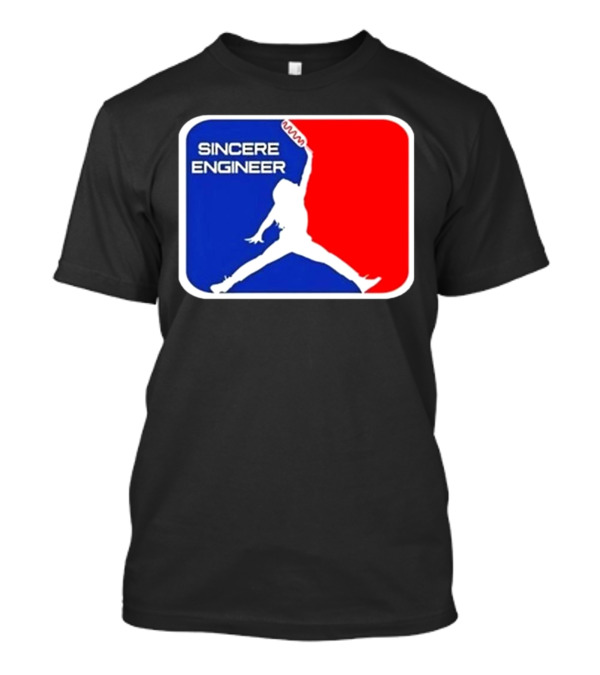 Sincere Engineer Jumping Figure With Hot Dog Icon T-Shirt