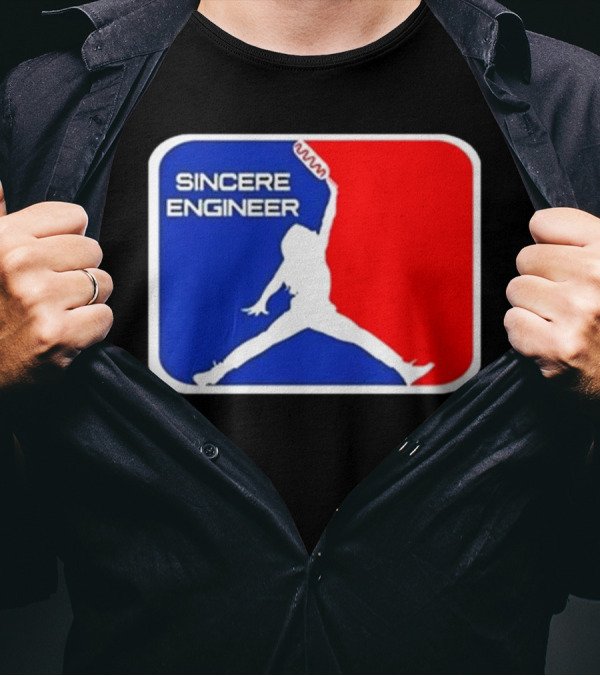 Sincere Engineer Jumping Figure With Hot Dog Icon T-Shirt