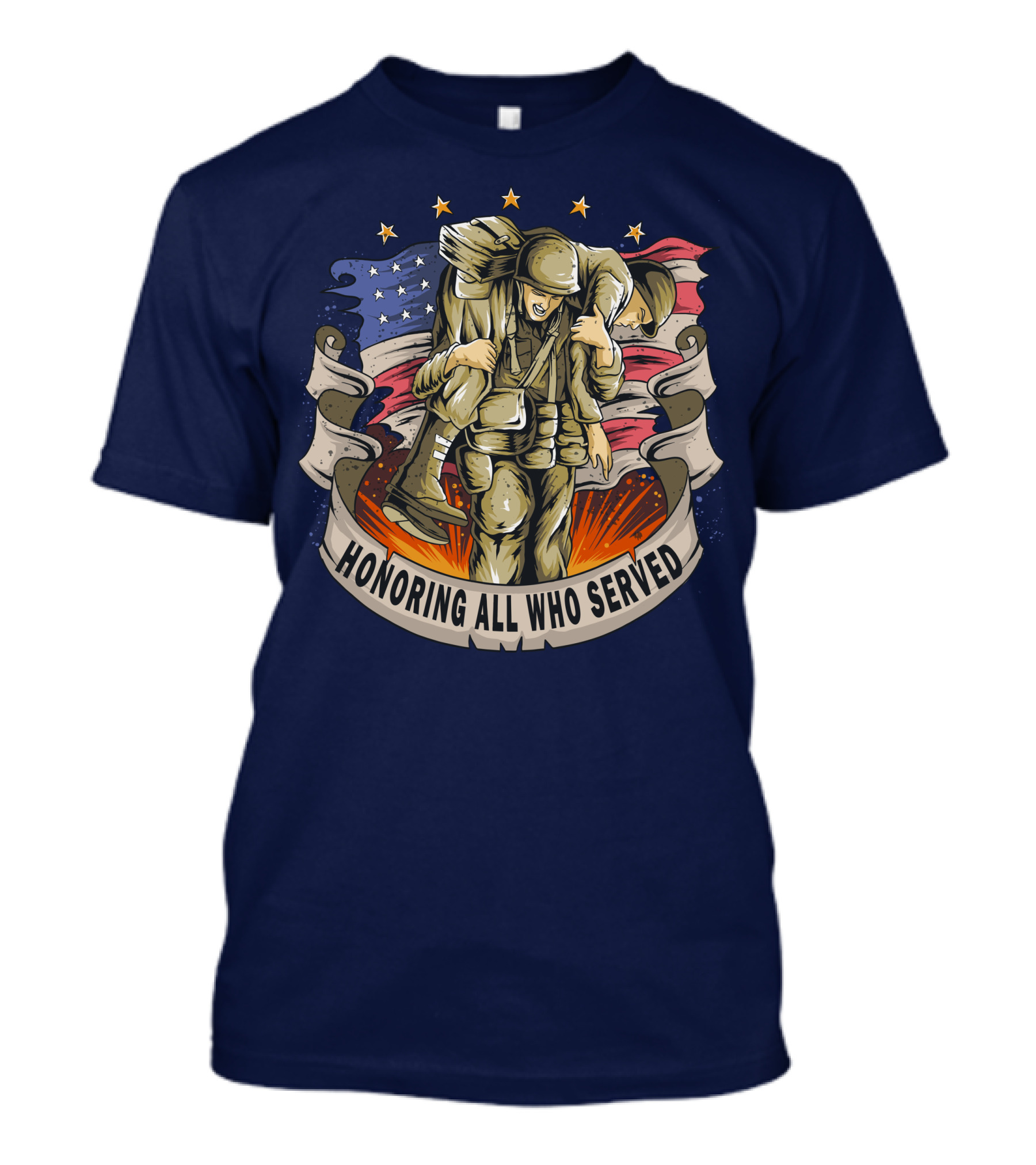 Honoring All Who Served American Army Veterans Holding Friends T-Shirt