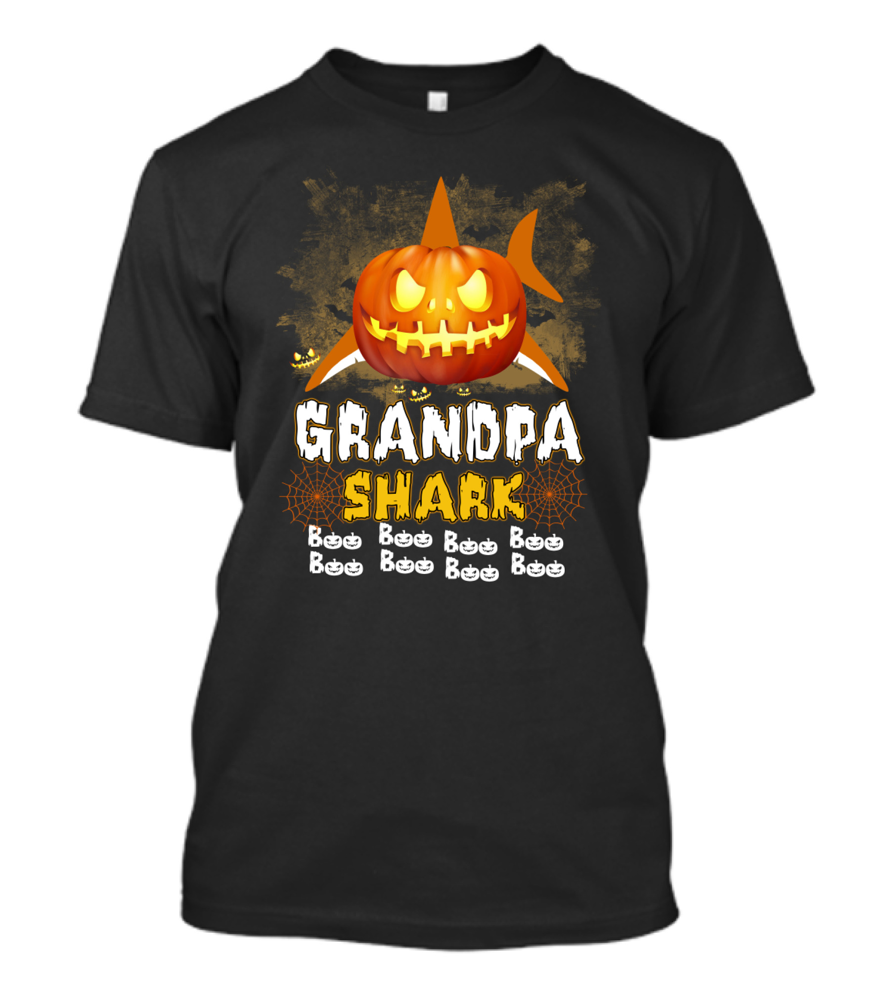Grandpa Shark Pumpkin Halloween Boo Jack-o'-Lantern Spooky Shark T-Shirt