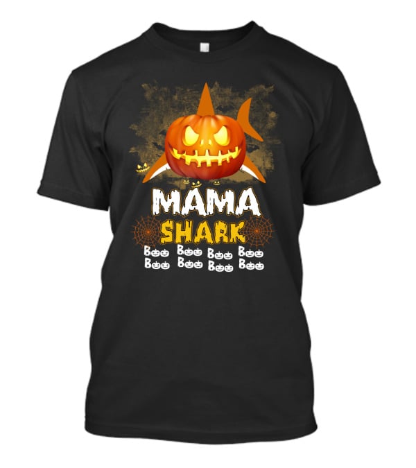 Mama Shark Pumpkin Boo Spooky Halloween Jack-O'-Lantern T-Shirt