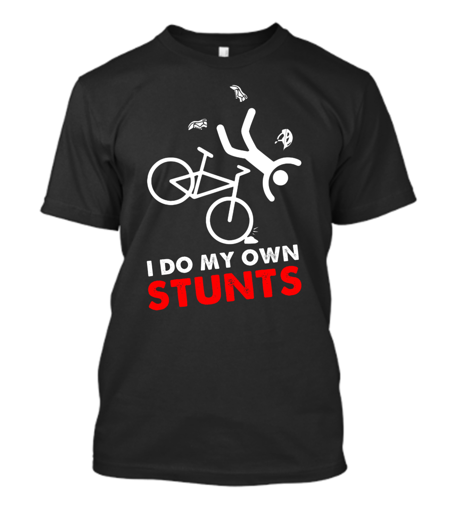 I Do My Own Stunts Cycling Biker Stick Figure Failing Off Bike T-Shirt