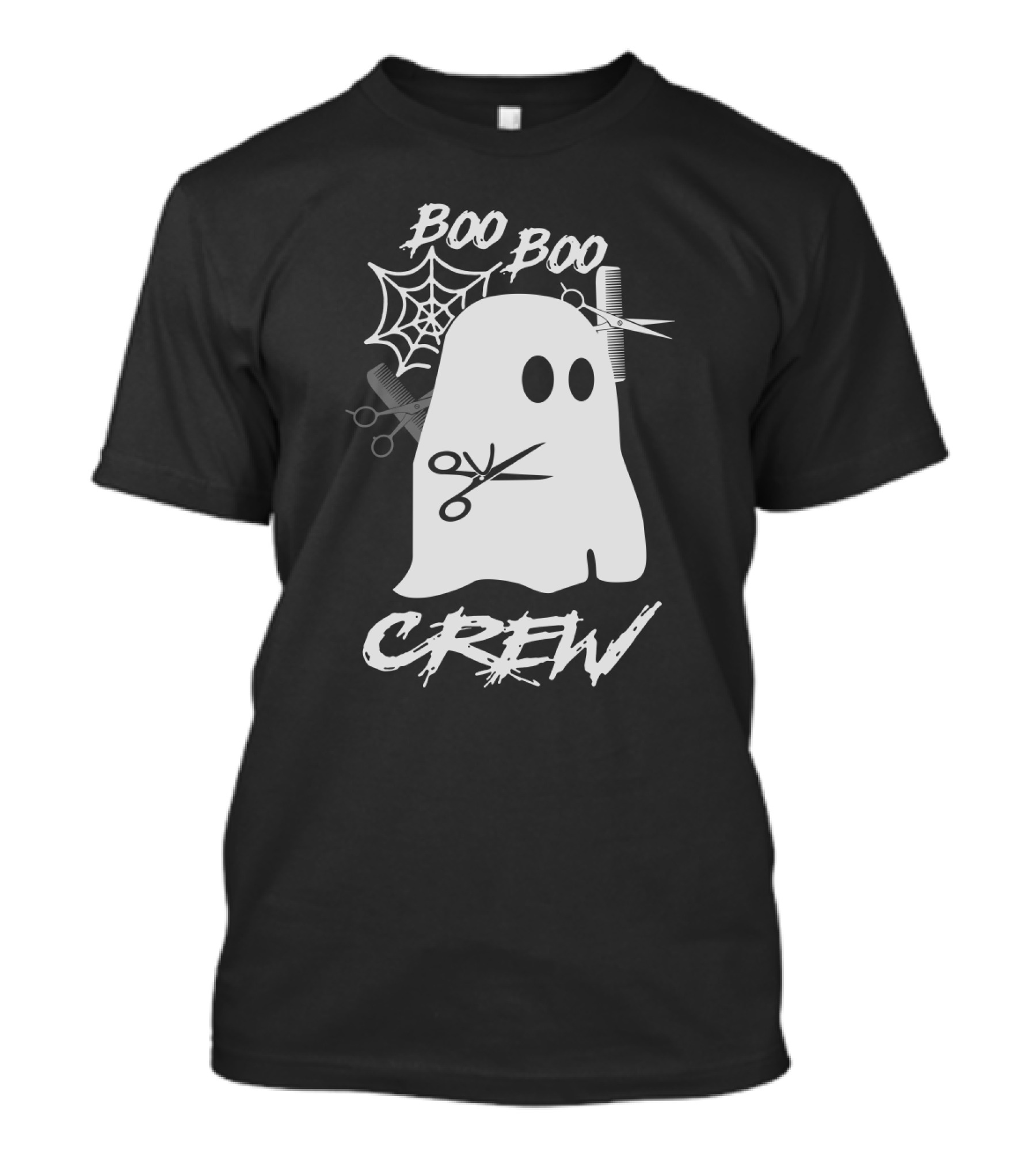 Boo Boo Crew Ghost Hairdresser With Scissors And Spiderwebs T-Shirt
