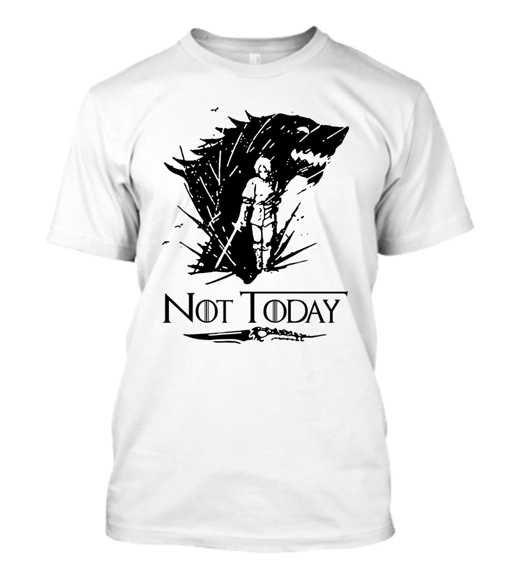 Not Today Sword Character With Direwolf Shadow T-Shirt