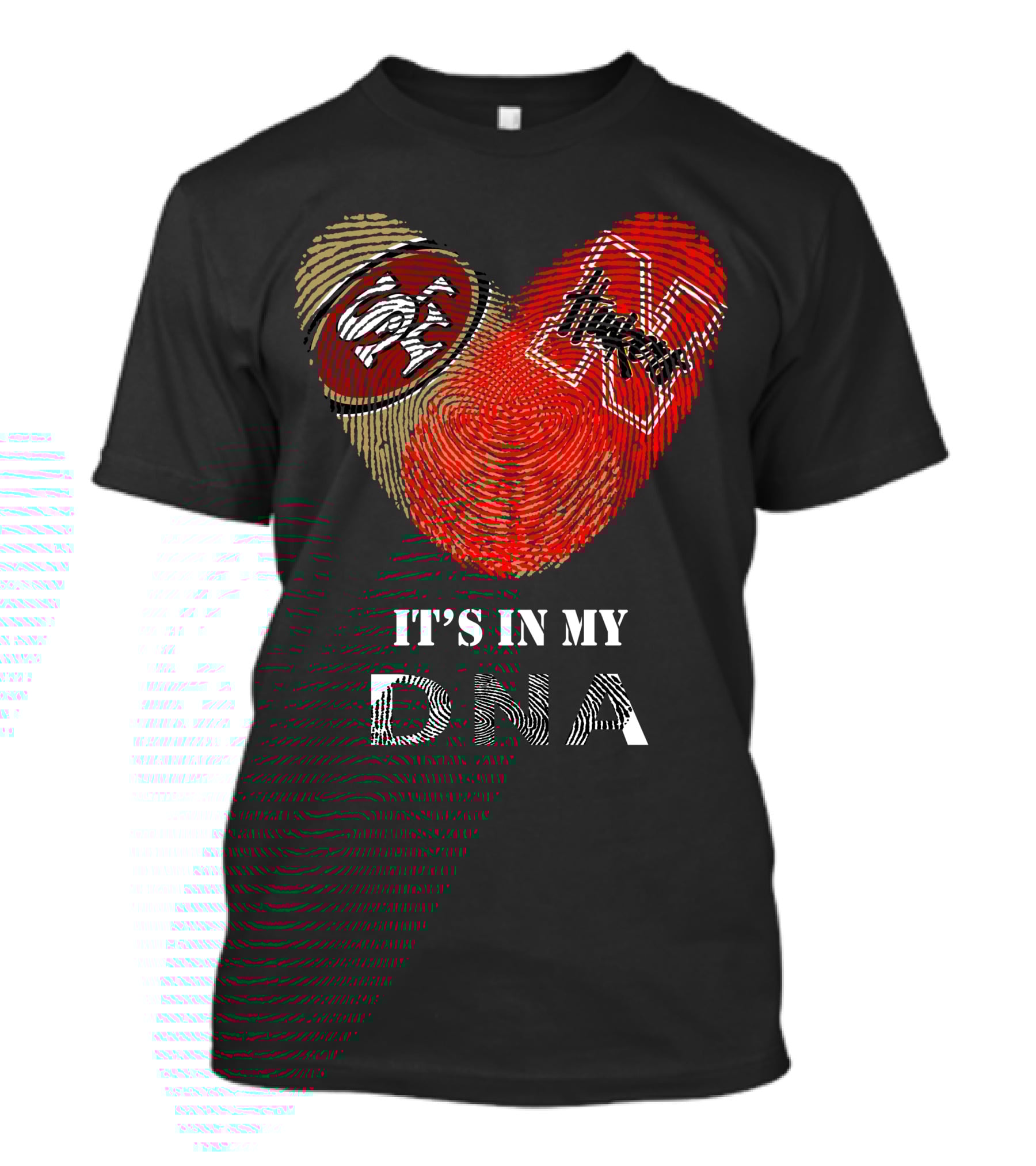 49ers Nebraska Cornhuskers Dna Fingerprint Heart T-Shirt