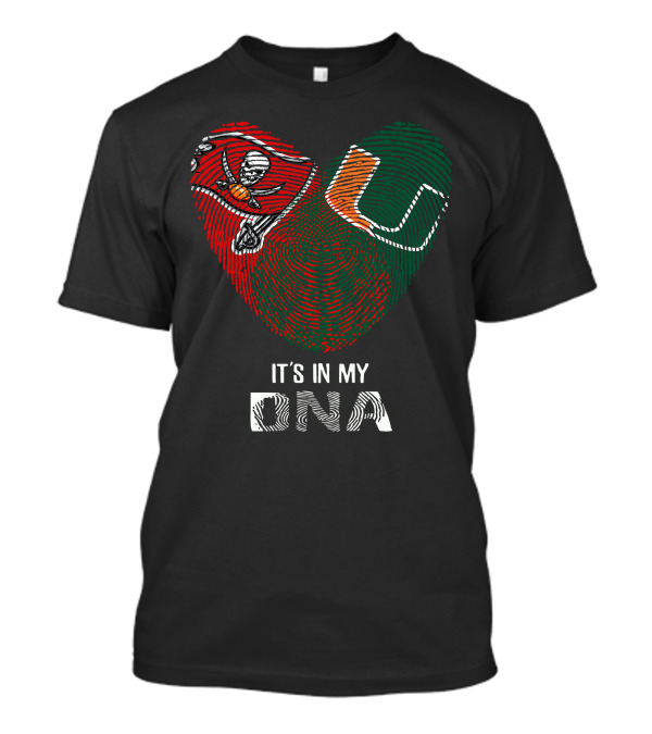 Buccaneers Hurricanes Fingerprint Heart It's In My DNA T-Shirt