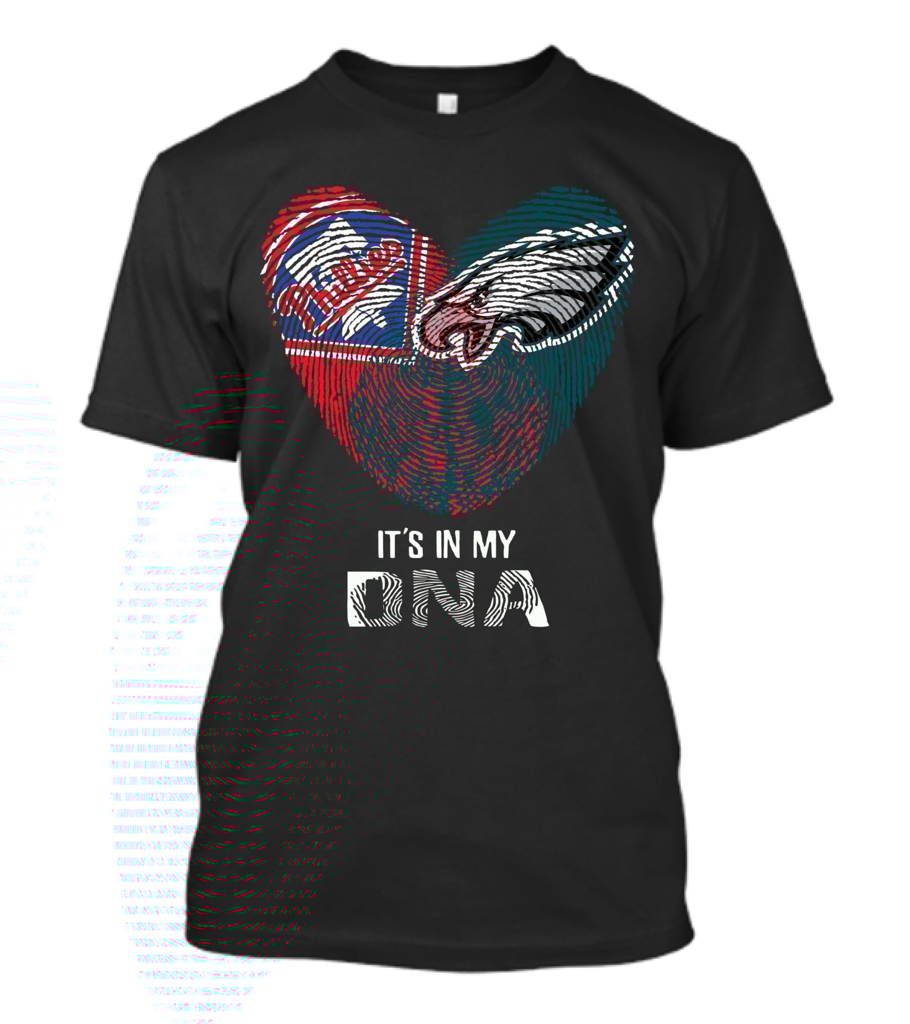 Eagles Phillies Heart It's In My Dna Fingerprint T-Shirt