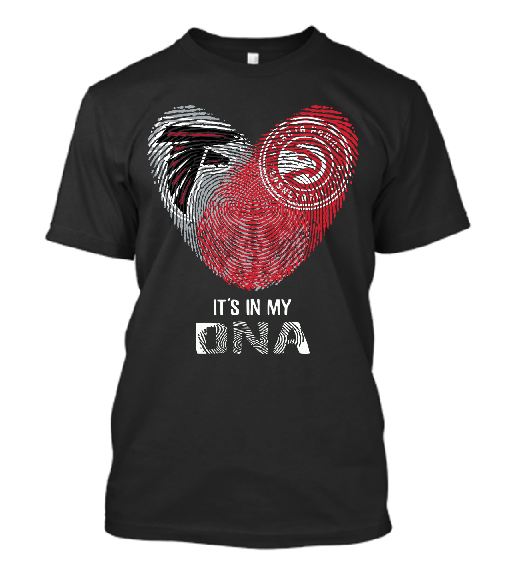 Falcons Atlanta Hawks It's In My DNA Fingerprint Heart T-Shirt