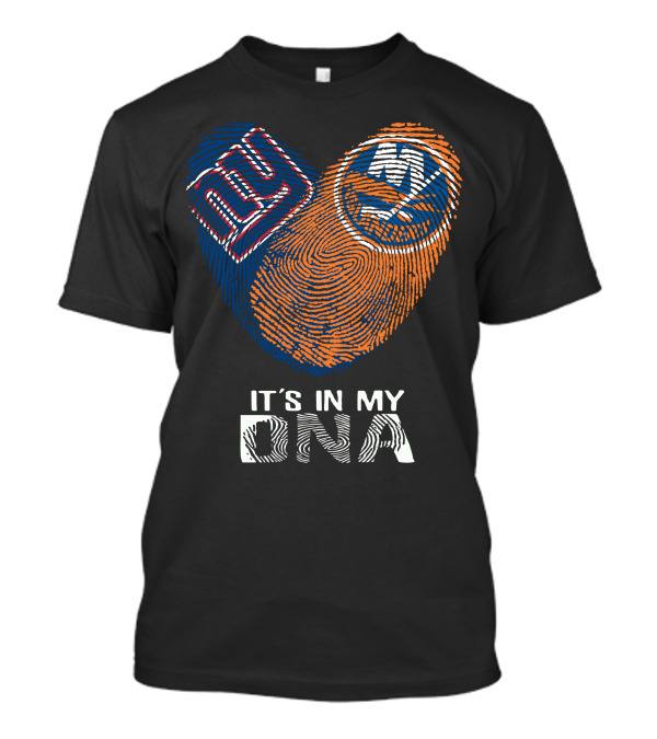 Giants Islanders It's In My DNA Fingerprint Heart Logo Combination T-Shirt