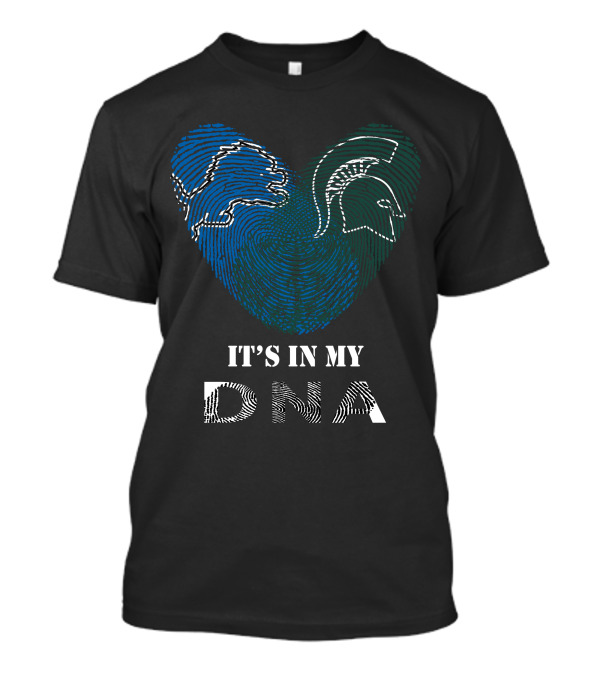 Lions Spartans Fingerprint Heart It's In My DNA T-Shirt
