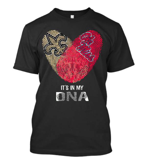 Saints Ole Miss Fingerprint Heart It's In My DNA T-Shirt