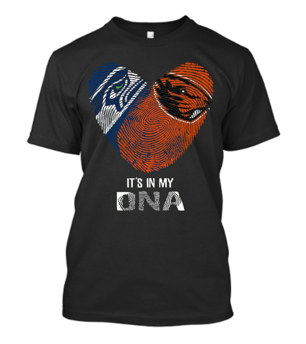Seahawks Beavers It's In My DNA Seahawks Logo Beavers Logo Fingerprint Heart T-Shirt