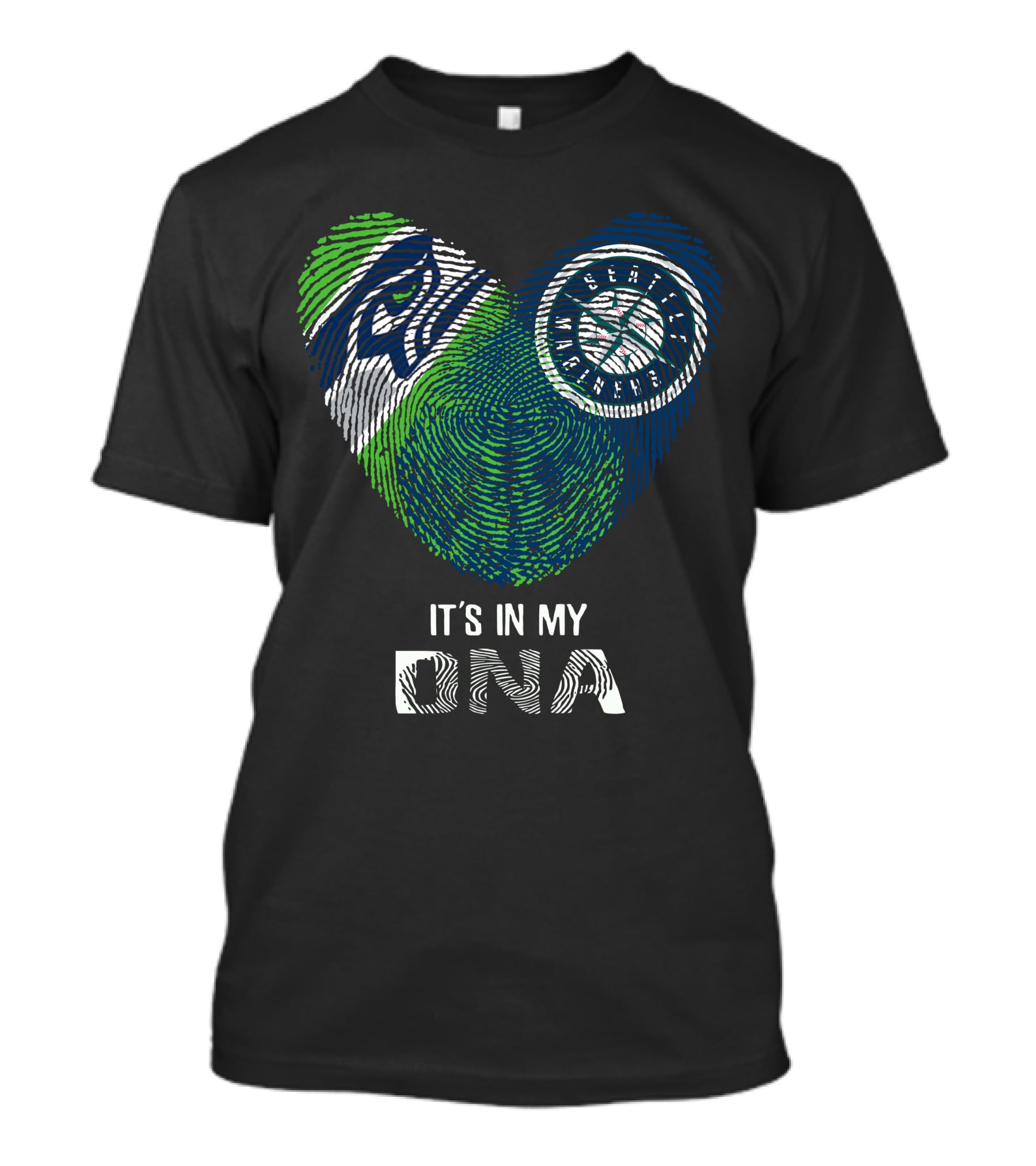 Seahawks Mariners It's In My DNA Fingerprints Heart T-Shirt