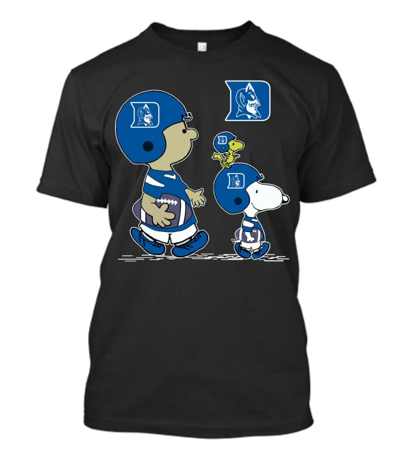 Duke Blue Devils Snoopy Football Fan Peanuts Characters Charlie Brown Woodstock T-Shirt